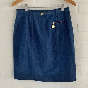 Vintage Mini Skirt Denim 100% cotton Pencil gold garnments Dark wash blue Sz 10